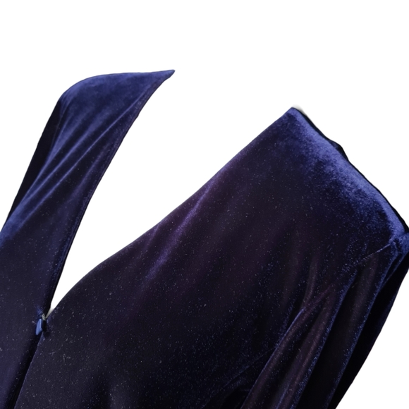 VINTAGE Guava Size 8 Navy Blue Velvet Stretch Jacket Blazer - Picture 3 of 10